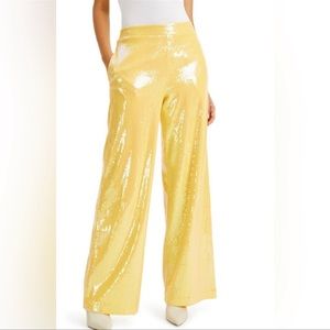 Culpos x INC Yellow Sequined Flares Wide Leg Pants
